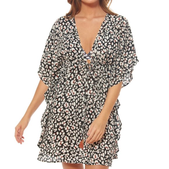 Jessica Simpson Other - Jessica Simpson Leopard Printed Caftan Swim Cover-up Size L